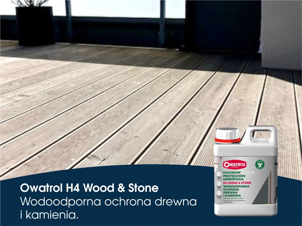 H4 wood & stone. Preparat, który zabezpiecza drewno przed wilgocią, pleśnią i grzybami.