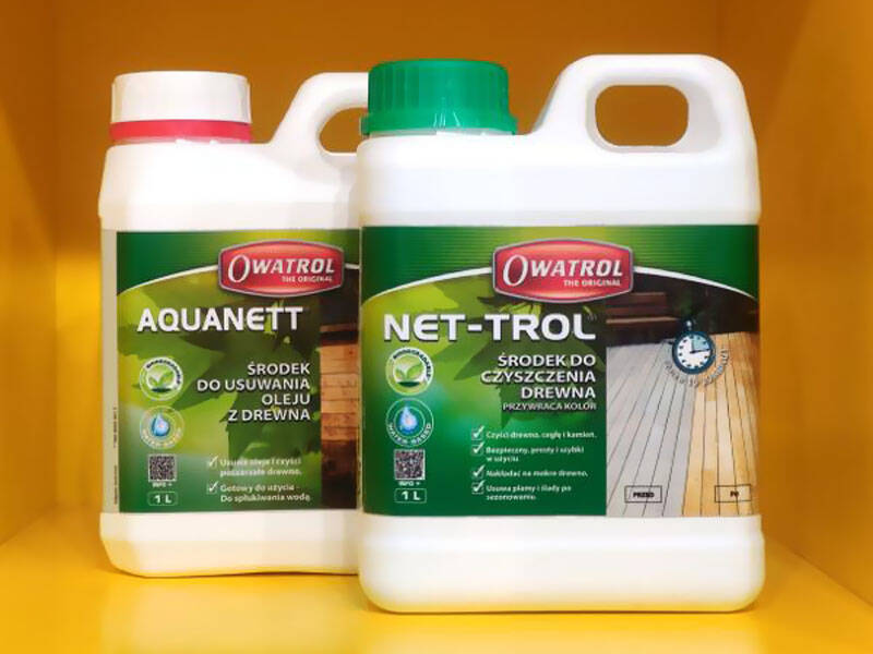 Owatrol Aquanett i Net-Trol. Krok po kroku jak usunąć stary olej z drewna