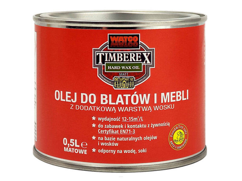 Timberex Hard Wax Oil to produkt odpowiedni do kontaktu z zabawkami i żywnością